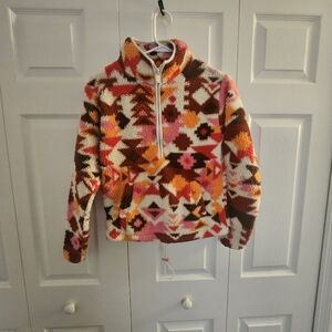 Colorful Geometric Fleece Pullover